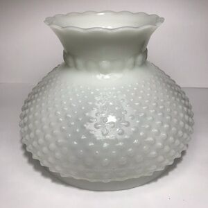 Vintage Milk Glass Hobnail Hurricane Lamp Shade White Diameter 6.5”